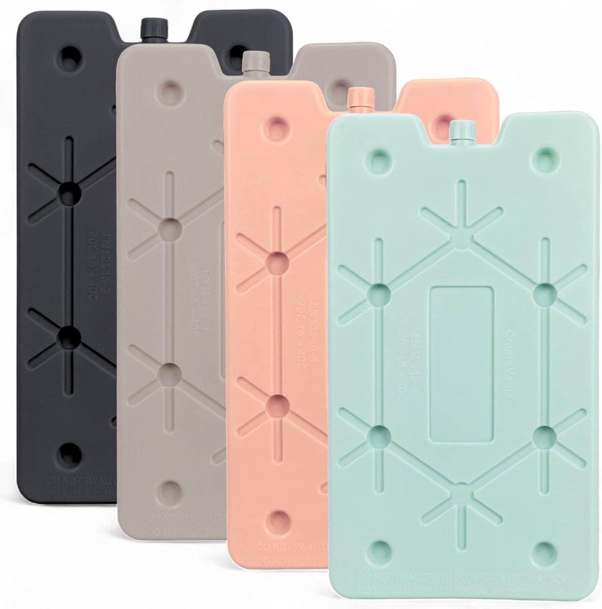 SnelShoppen - 4-delige koel elementen set - herbruikbare koelelementen in 4 kleuren, 25 x 14 x 1 cm, ultra-dun en ruimtebesparend voor koeler, picknic
