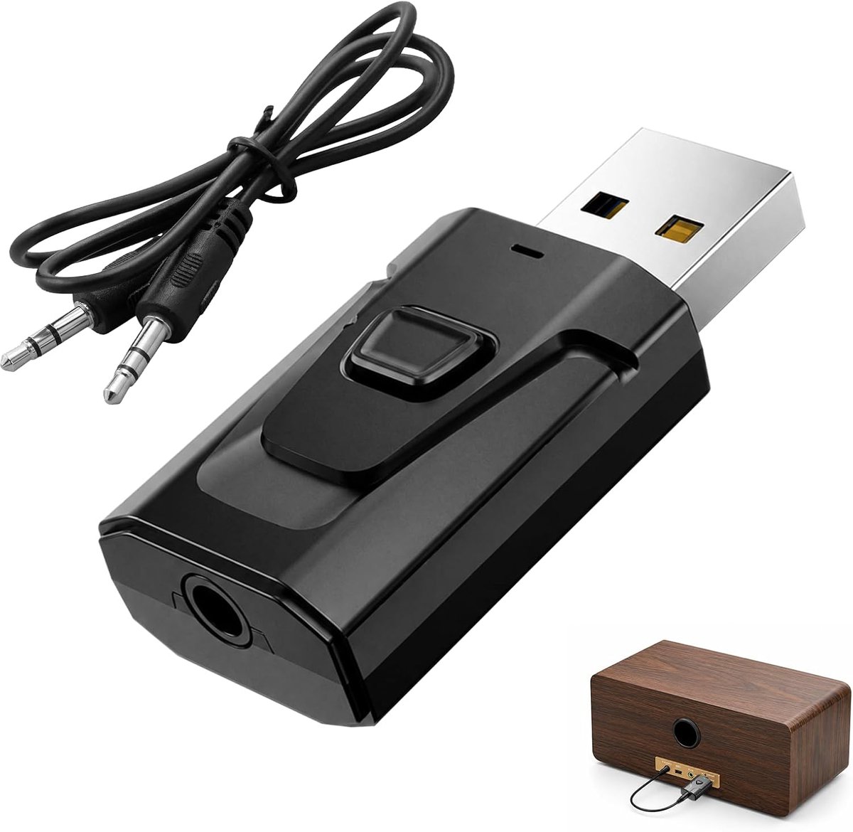SnelShoppen - Bluetooth 5.4 USB-adapter - 4-in-1 Zender & Ontvanger voor TV, Auto en Stereo-installatie - Kristalheldere Audio Dongle - Plug & Play -
