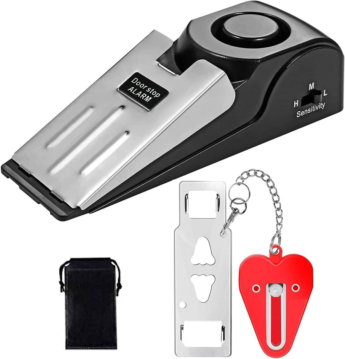 SnelShoppen - Door Stopper Alarm met 120 dB Geluid, Draagbare Deurslot, Verstelbare Veiligheid voor Thuis, Hotels en Reizen