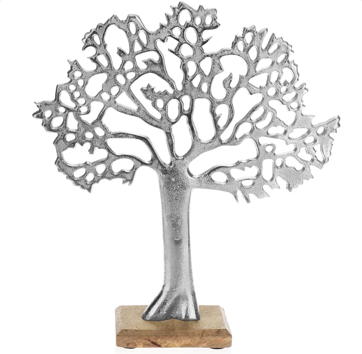 SnelShoppen - XL Decoratieve Boom van Metaal op Houten Basis - Decoratieve Levensboom - Moderne Interieuraccessoire - Perfect voor Elk Seizoen