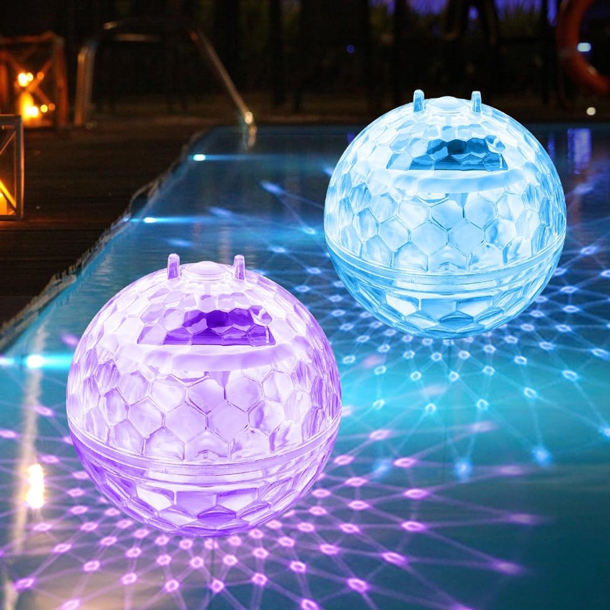 SnelShoppen - Solar Drijvende Poollichten - 2 Stuks - LED Waterlichten - Multicolor Decoratie voor Tuin, Vijver, Camping en Feest