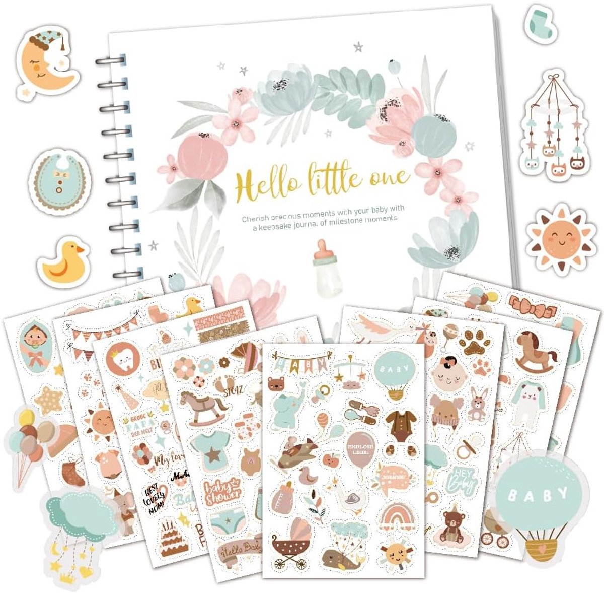 SnelShoppen - Milestone Cards Baby Groei Log, 25 Kaarten voor Baby Dagboek, Persoonlijk Cadeau voor Geboorte, Contrast Kaarten voor Nieuwborens, Eerst