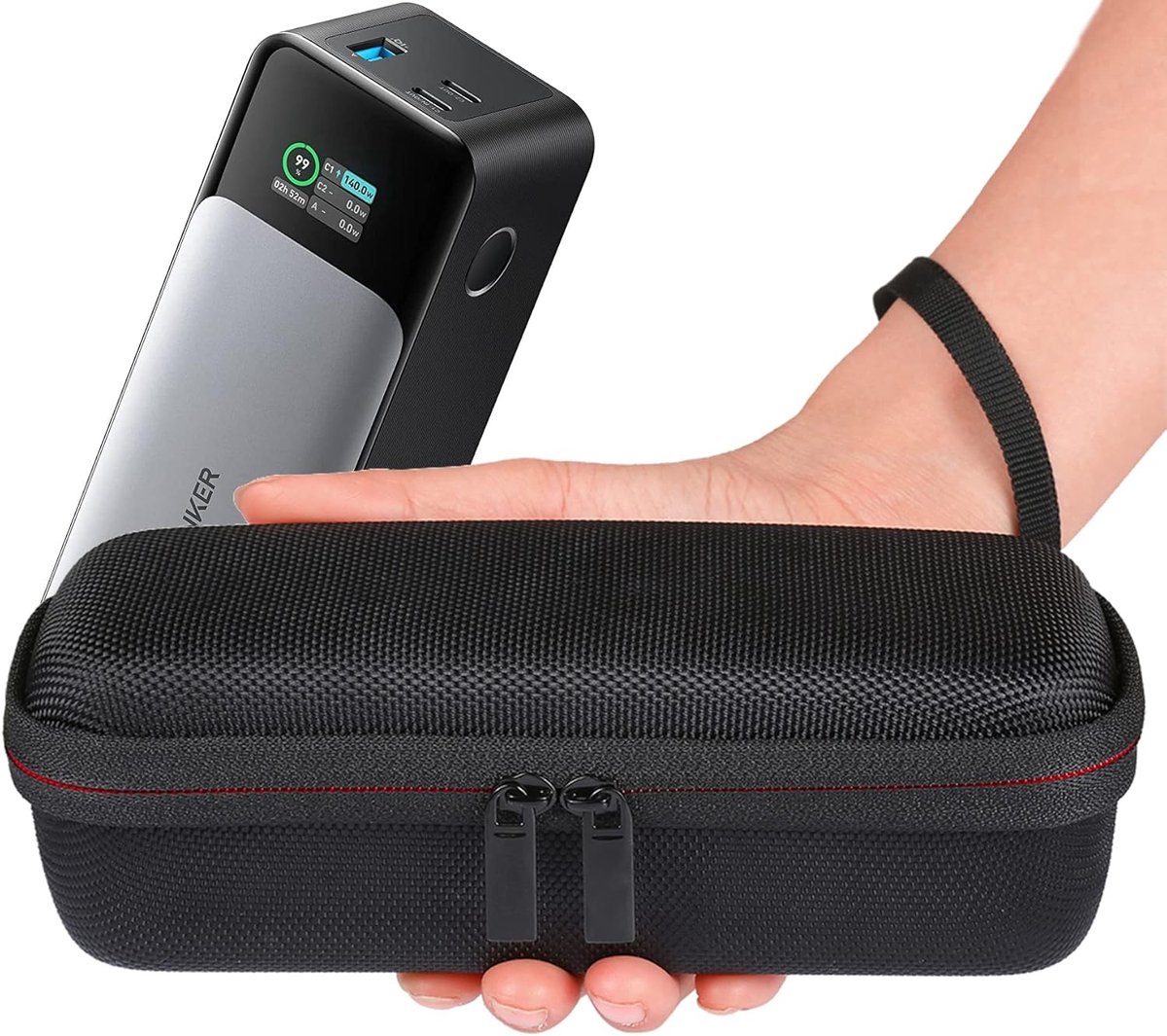SnelShoppen - Draagbare EVA Hard Reis Tas voor Powerbank, Shockproof en Waterproof Bescherming voor Anker PowerCore 24K, Geschikt voor Accessoires, Zw