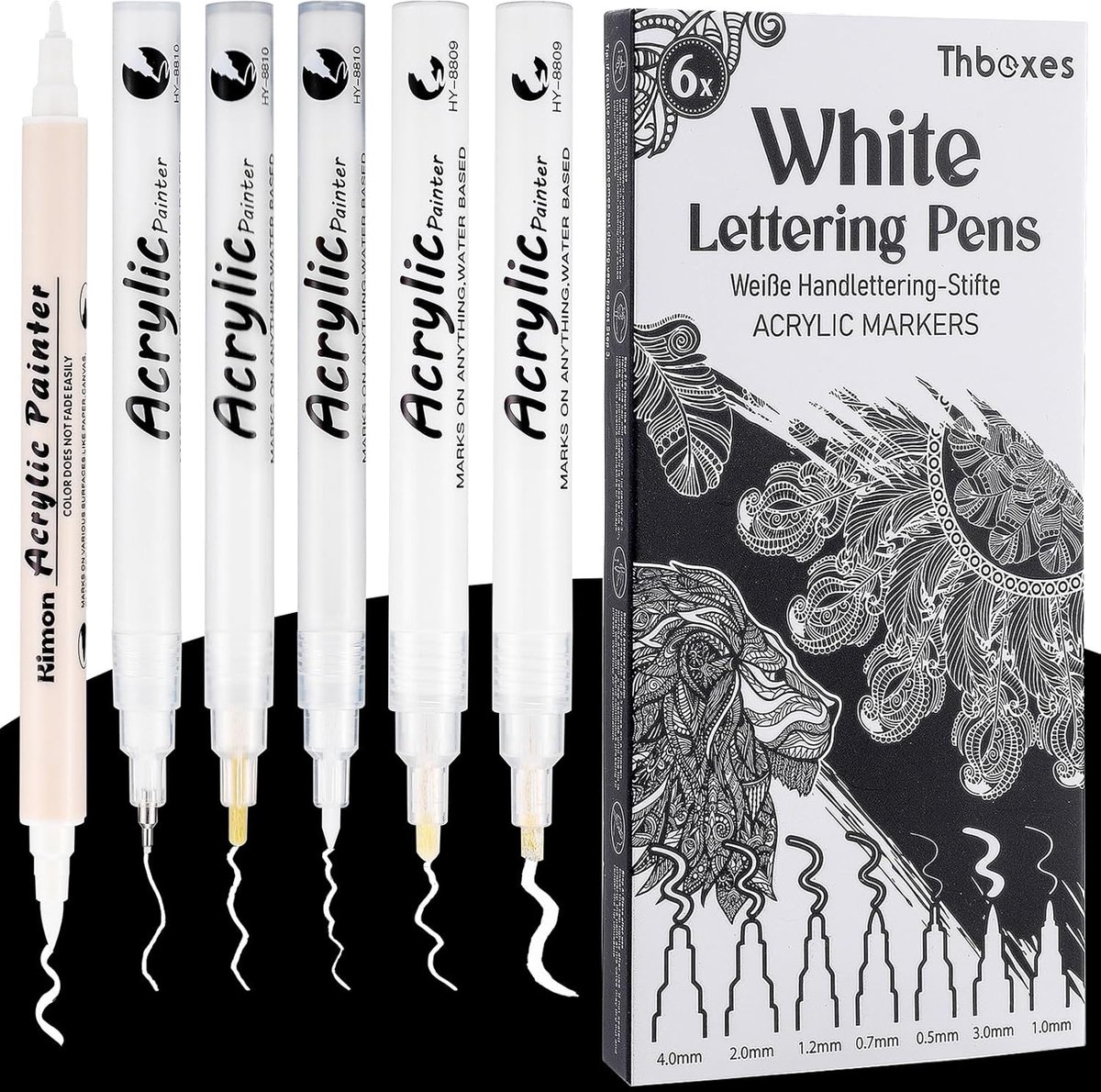 SnelShoppen - 6 Stuks Witte Acryl Viltstiften, Indelible Witte Markers, Witte Gelpennen, Calligraphiepennen voor Kleur, Tekeningen op Hout, Canvas, Gl