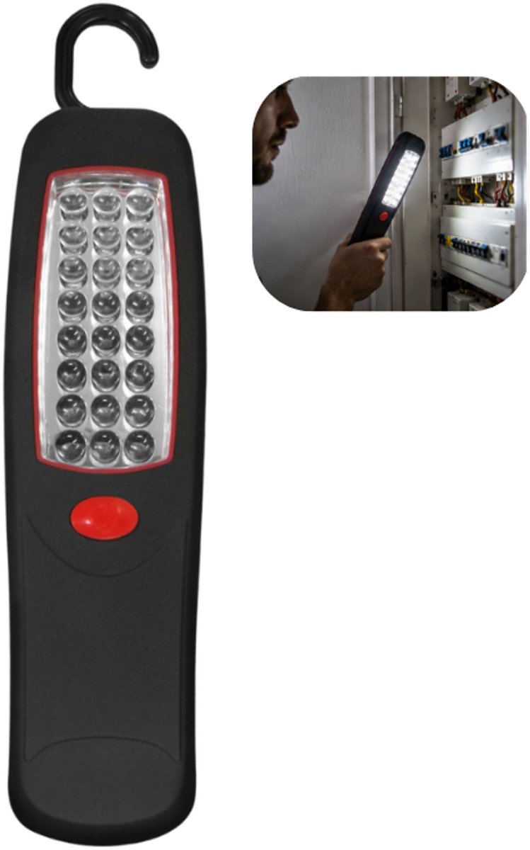 S4D® - Draagbare Inspectielamp - Looplamp - Werklamp - 24 Krachtige LED's - 360° Draaibaar Ophanghaak & Sterke Magneet Voor Handsfree werken - Ideaal Voor Thuis, Auto, Garage En Werkplaats