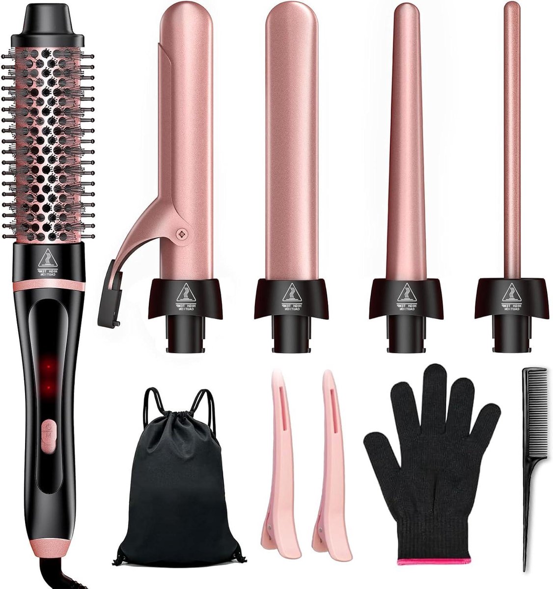 Krulset 5-in-1 - Haarstyler Krultang - Professioneel Haar Stijlen - Verwisselbare Opzetstukken - 0.35-1.25 inch - Zwart