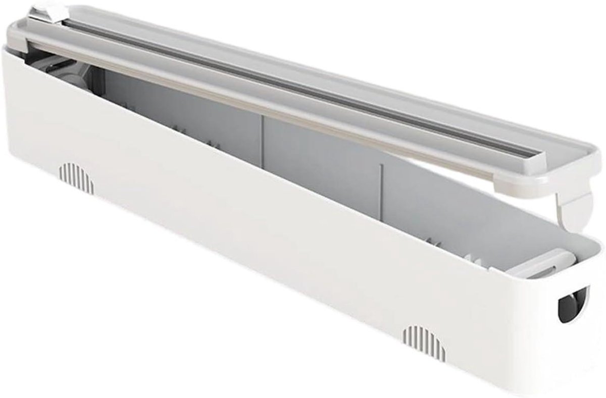 Foliehouder Met Snijder - Keuken Organizer - Keuken Organiseren - Magnetisch Wandmontage - 37 cm Lengte - Wit