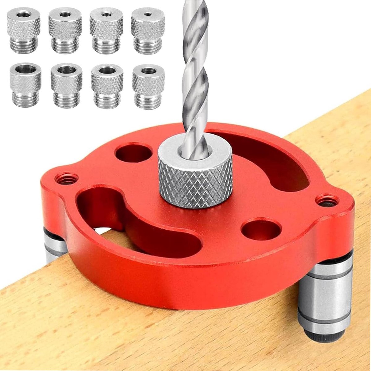 SnelShoppen - Drilling Aid voor Verticale Boren - Precisie Boorgat Hulp - Hoogwaardige Houtbewerkingsgereedschap - Rood - Instelbare Basis voor Divers