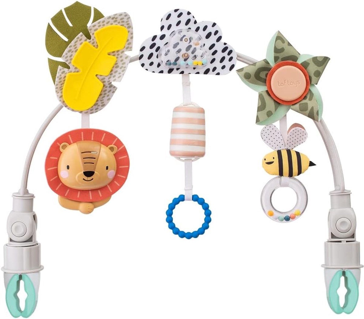 SnelShoppen - Activiteitenboog voor Baby's - Taf Toys Savannah Adventures Arch met 3 Hangspeelgoed - Geschikt voor Kinderwagens, Bedjes & Autostoelen