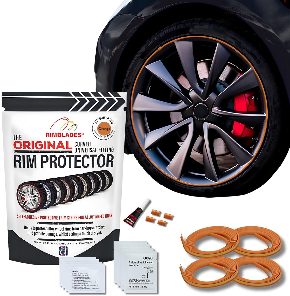 SnelShoppen - Rim Protectors voor Auto - Rimblades Original Oranje - Geschikt voor Velgen tot 22" x 4 - 9 Kleuren - Eenvoudige DIY Montage - Perfecte