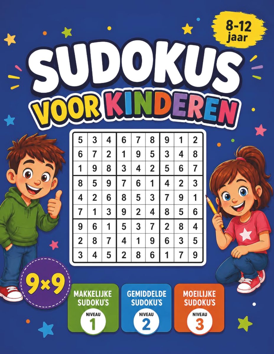 SnelShoppen - Sudoku voor Kinderen 8-12 jaar - 204 Makkelijke tot Moeilijke 9x9 Roosters met Oplossingen en Uitleg voor Plezier en Leren
