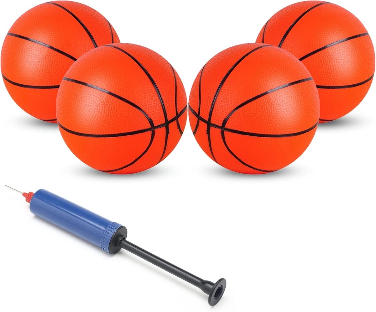 SnelShoppen - 16 cm Mini Basketball 4 Stuks - Kinderen Basketballen - Buiten en Binnen - Rubberen Inflatable Ballen - Veilig Speelgoed voor Kinderen e
