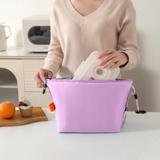 Koeltas - Lunchtas - 8 liter - Koeltasje - Geïsoleerde Koeltas - met verstelbare schouderriem - voor werk, school en picknick - paars — afbeelding 3