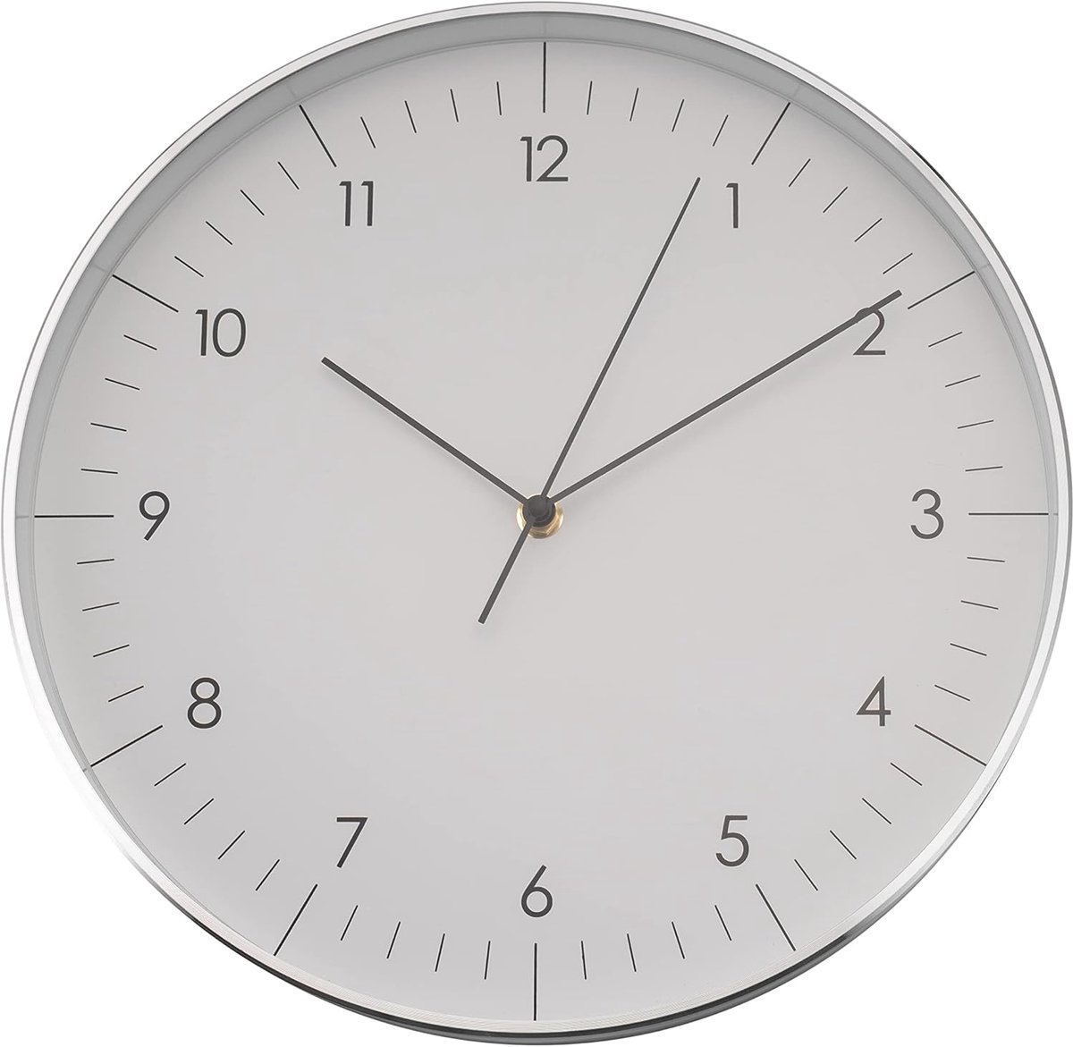 SnelShoppen - Grote Wandklok met Quartzmechanisme, Geruisloze Muurklok voor Keuken, Kantoor, Badkamer - Nordic Design, Zilver, Hoogwaardige Decoratie