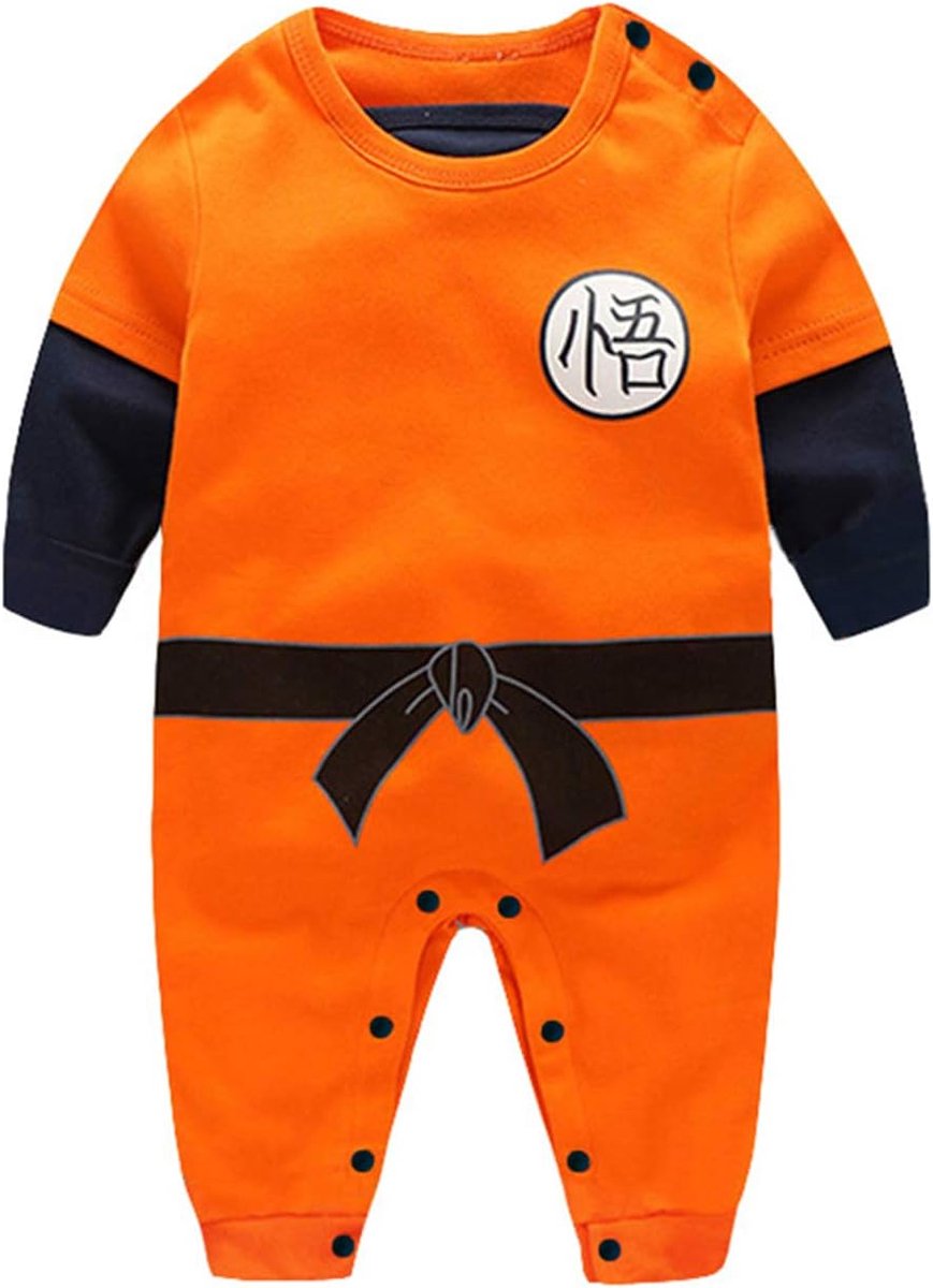 SnelShoppen - Cartoon Pasgeboren Baby Romper - Goku Geïnspireerde Jongens en Meisjes Overall - 100% Katoen - Schattige Babykleding voor Feestjes en Da