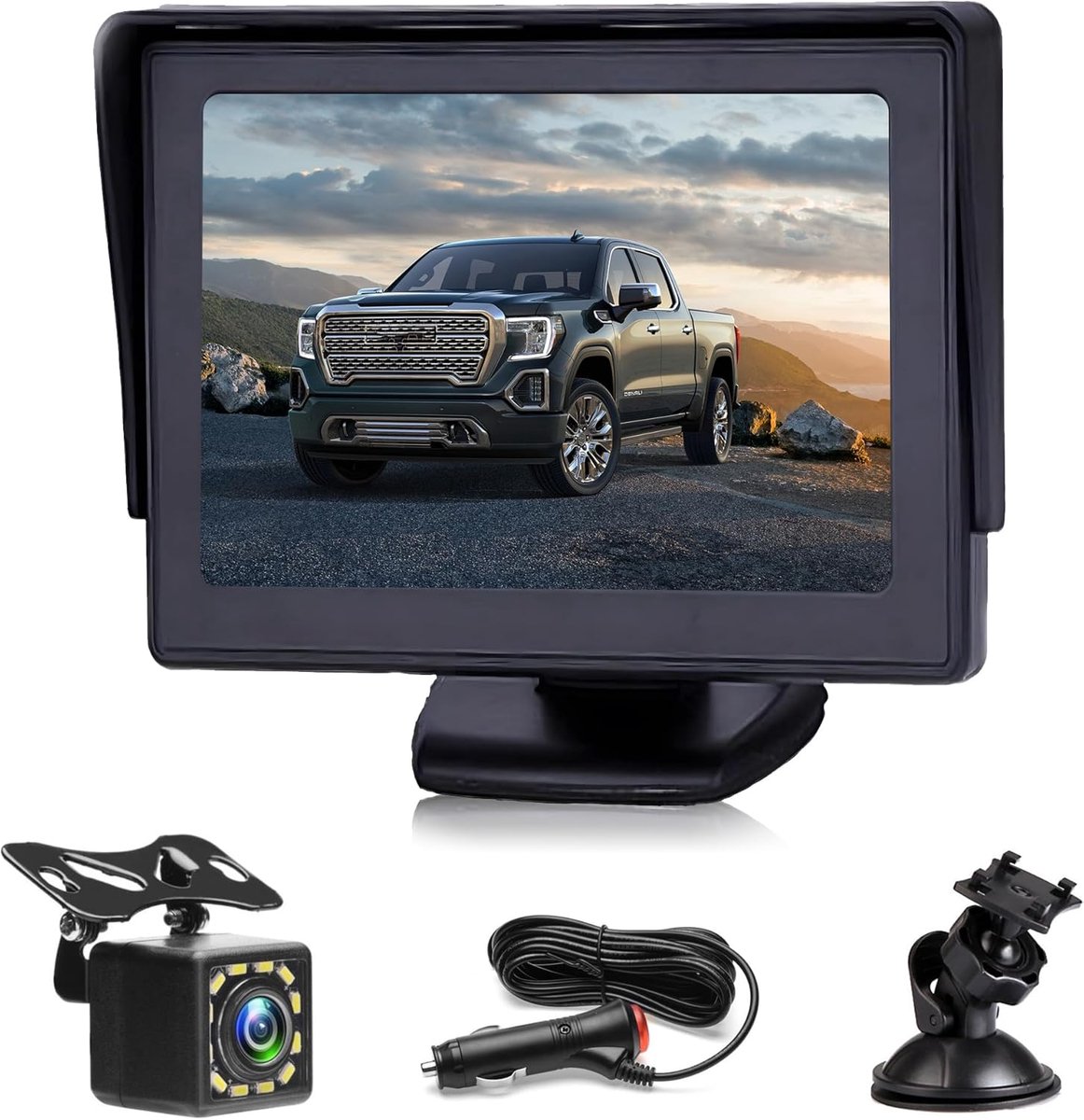 SnelShoppen - Achteruitrijcamera Auto met Nachtzicht - Waterdichte 4,3 Inch LCD Monitor voor Camper, Vrachtwagen, Caravan, Aanhangwagen, Boerderij, SU
