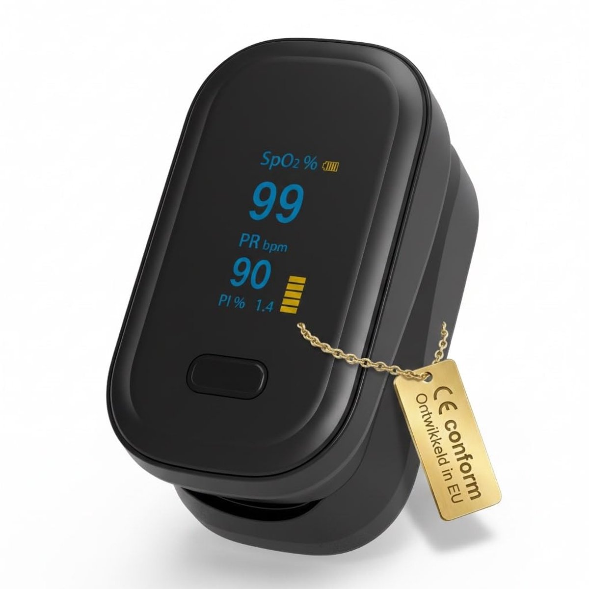 SnelShoppen - Medische Saturatiemeter - Zuurstofmeter voor de Vinger met Hartslagmonitor - Pulsoximeter met PI-Functie - Zwart - Voor Thuisgebruik, Sp