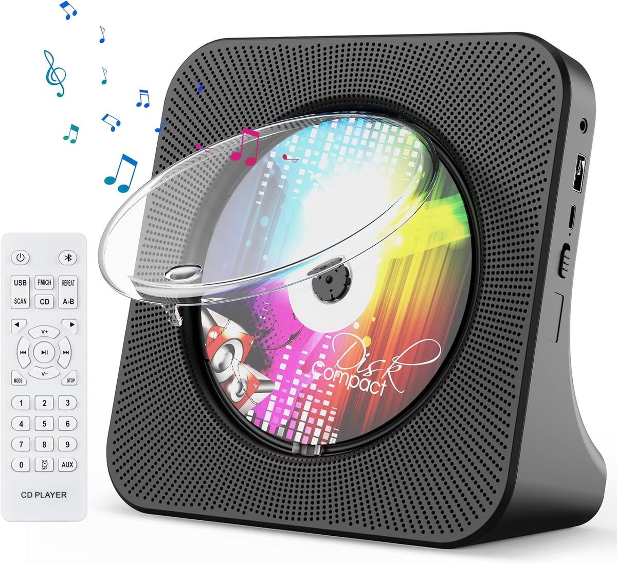 SnelShoppen - Draagbare CD-speler met Bluetooth voor Thuis - Gueray Desktop CD-speler met HiFi Speakers, AUX, Hoofdtelefoon Jack, FM Radio, USB-poort,