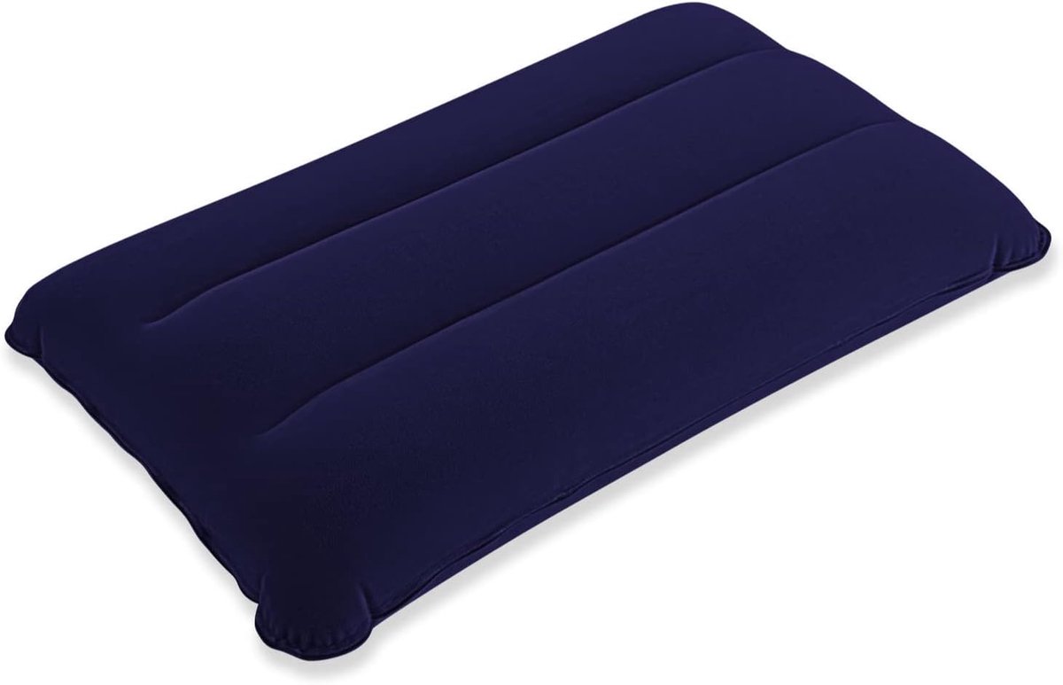Inflatable Camping Cushion Rectangle Shape Neck Support Pillow 44 x 27 cm Blue ZD01 - ShopVlot