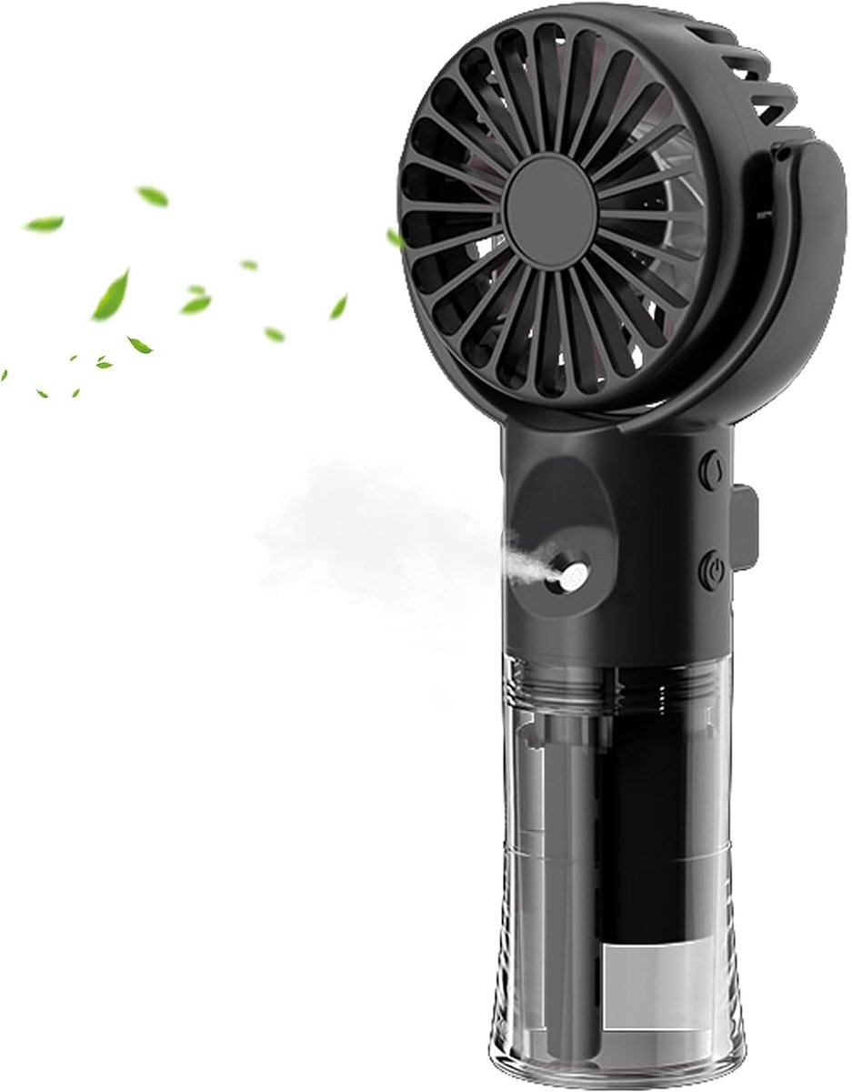 SnelShoppen - Draagbare Handventilator met Waternevelspray - USB-oplaadbare Mini Ventilator met 4 Snelheden - Persoonlijke Koelmist Ventilator voor Ka