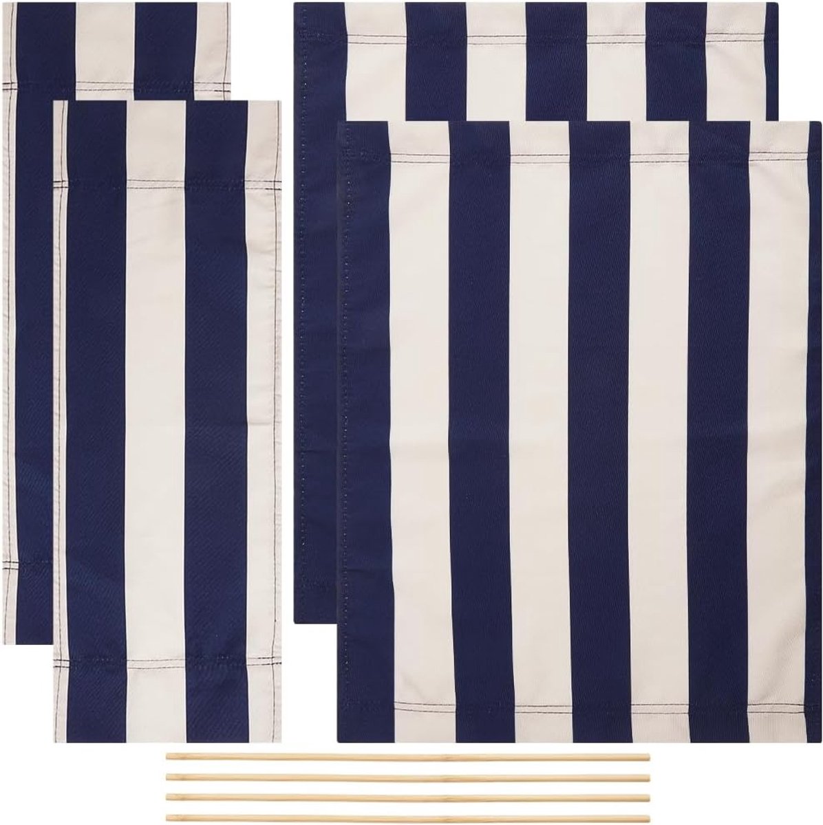SnelShoppen - Grote Maat Directeurs Stoel Covers Vervanging 2 Sets Canvas Make-up Artiest Stoel Middernacht Blauw Beige Streep Casual Tuin Buiten