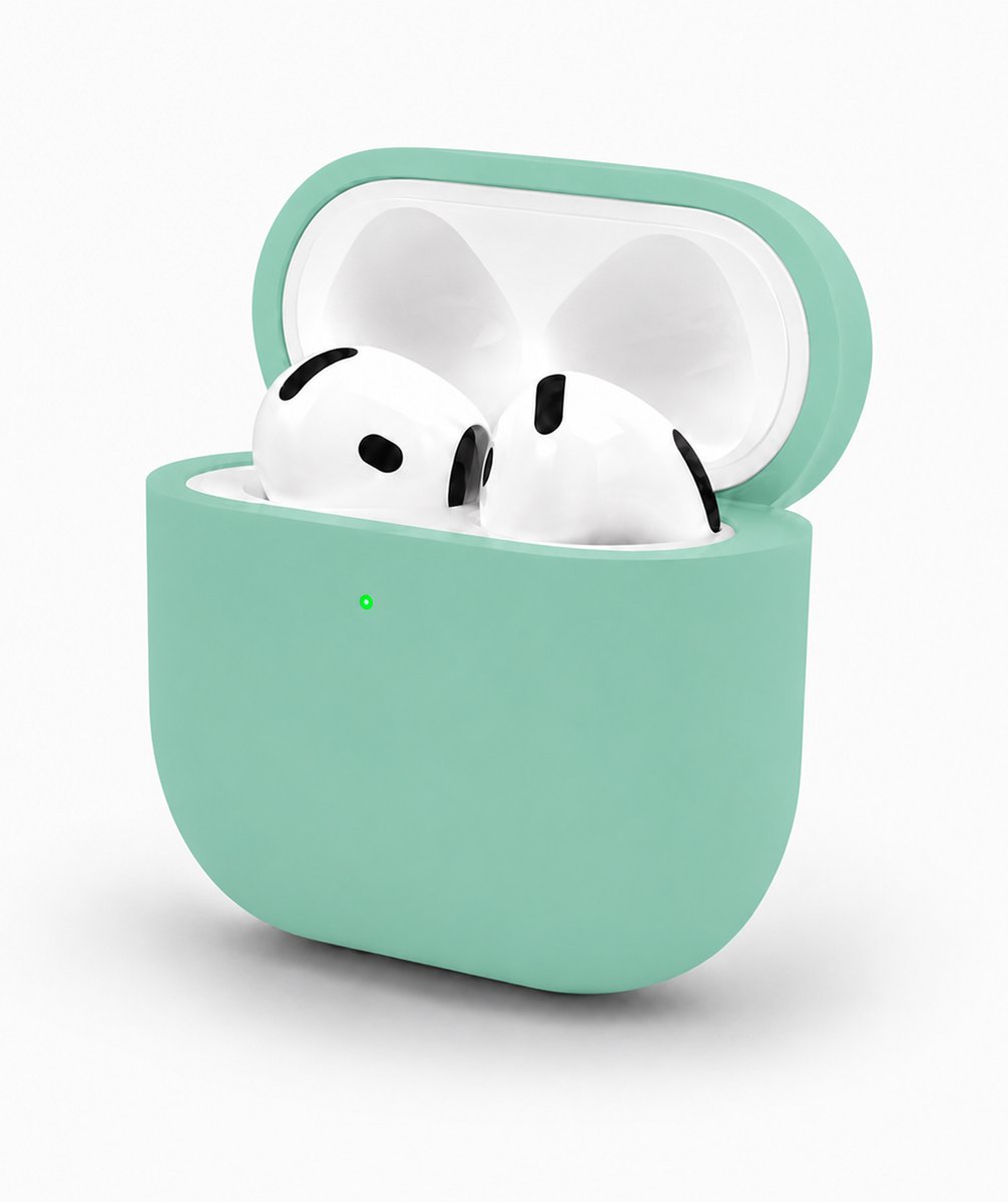 Enluxe Case geschikt voor Airpods 4 - Mint Groen - Premium Siliconen Hoesje, Valbescherming & Spatwaterdicht, Draadloos Opladen Compatibel