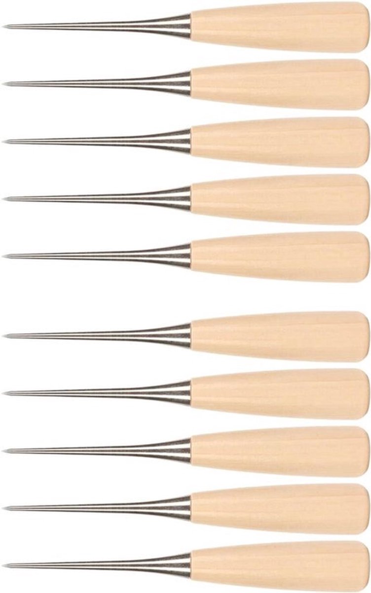 Houten Handvat Priem Awl Tool Arbeidsbesparing 10 Stks Rvs Draagbaar met Case Guard voor DIY Naaien voor Markering