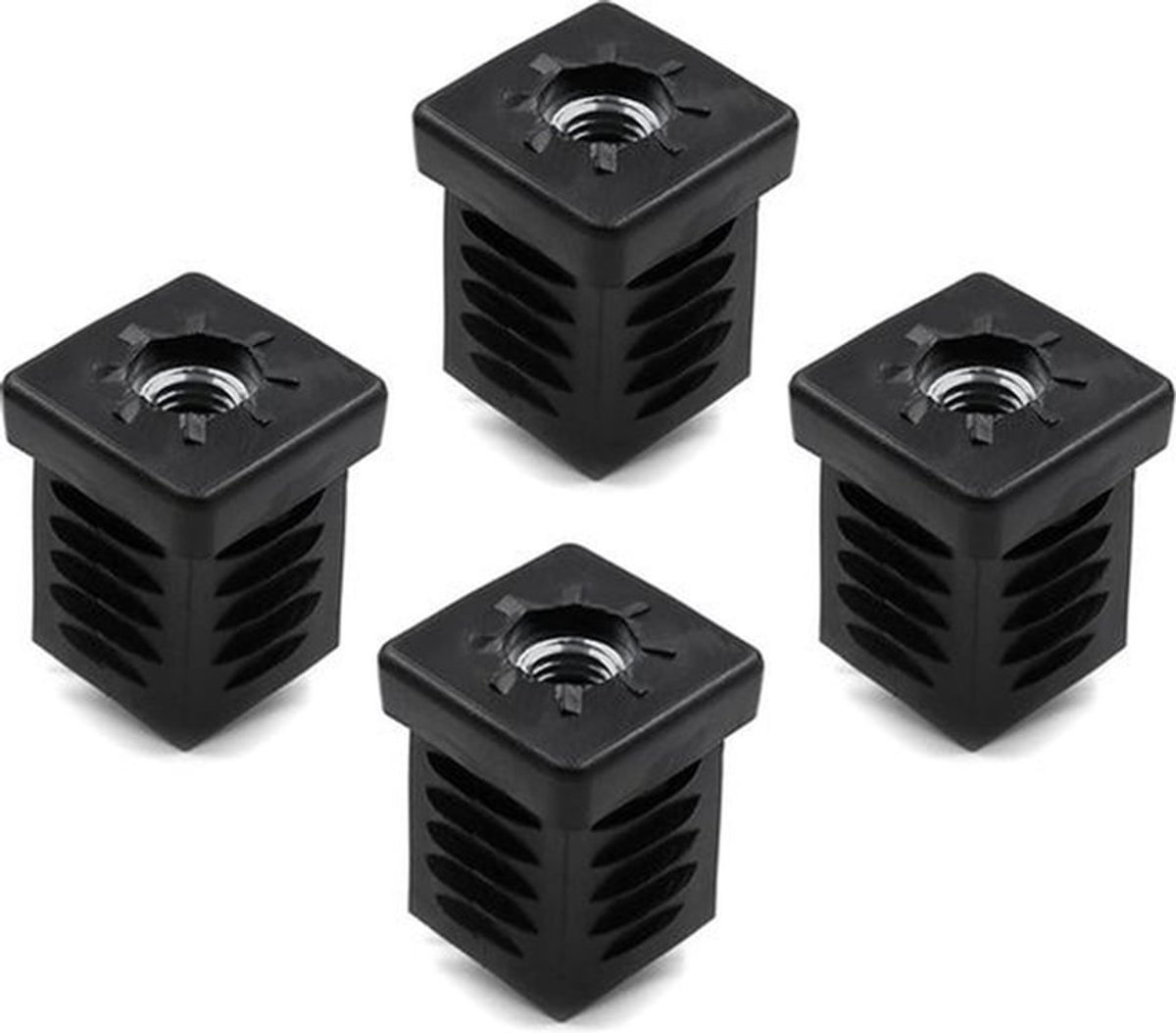4x Vierkante Buisstoppen 25x25mm met M8 Schroefdraad - Wanddikte 1-2mm - Robuust Design