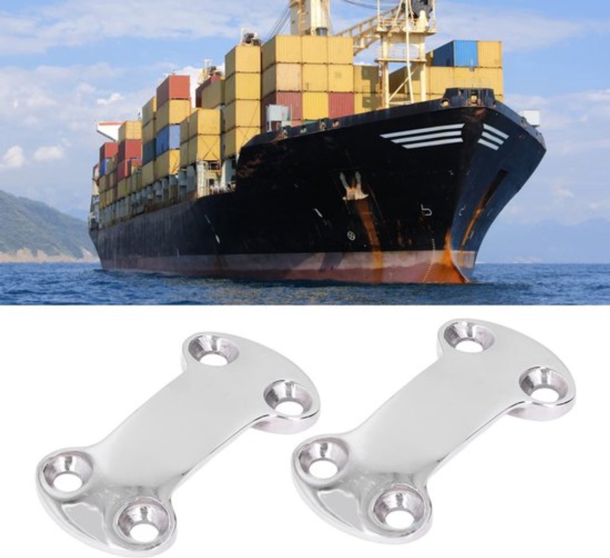 2-delige Webbing-drukgespen, 66 Mm Roestvrijstalen 316 Drukgesp, met 25,5 Mm Binnenbreedte en Φ 5,8 Mm Vaste Gatdiameter, voor Het Aanspannen van Riemen van Bagage en Vracht op Schepen