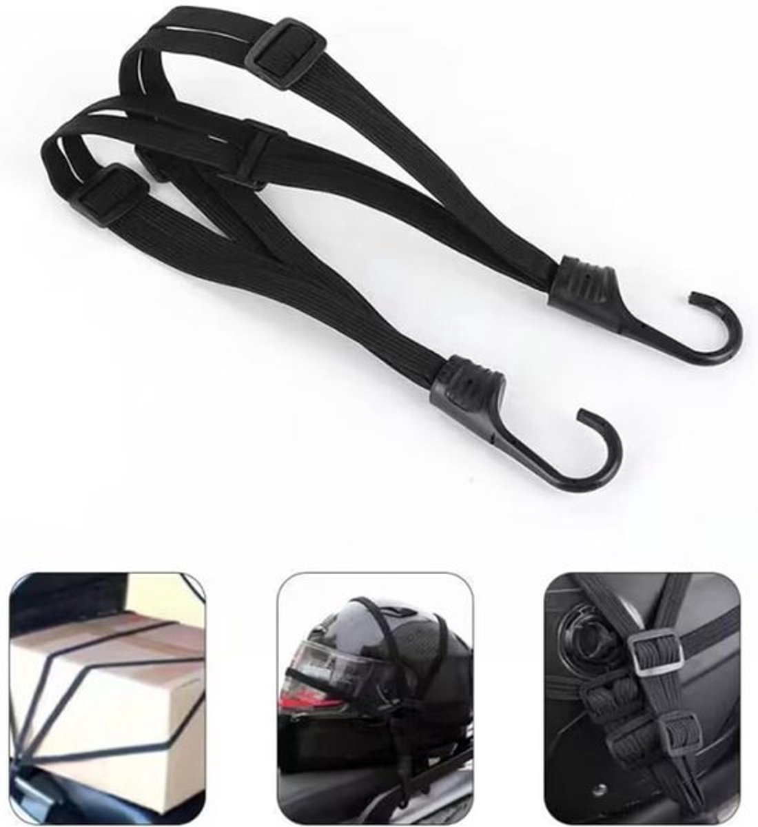 1 verpakking motorhelm bungee straps met 2 haken, intrekbare web bungee straps, Geschikt voor helmbagage, motorbagage straps