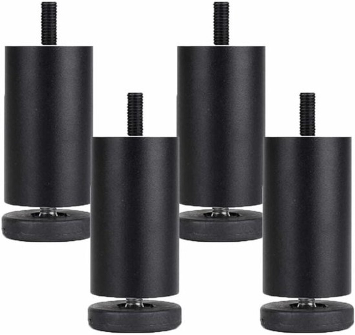 Verstelbare Meubelpoten - 4 Stuks - 10cm - Aluminiumlegering Meubelpoot - Hoogte Verstelbaar 94-104 mm - Zwarte Metalen Poten - Voor Tafel Kast Bank of Bed