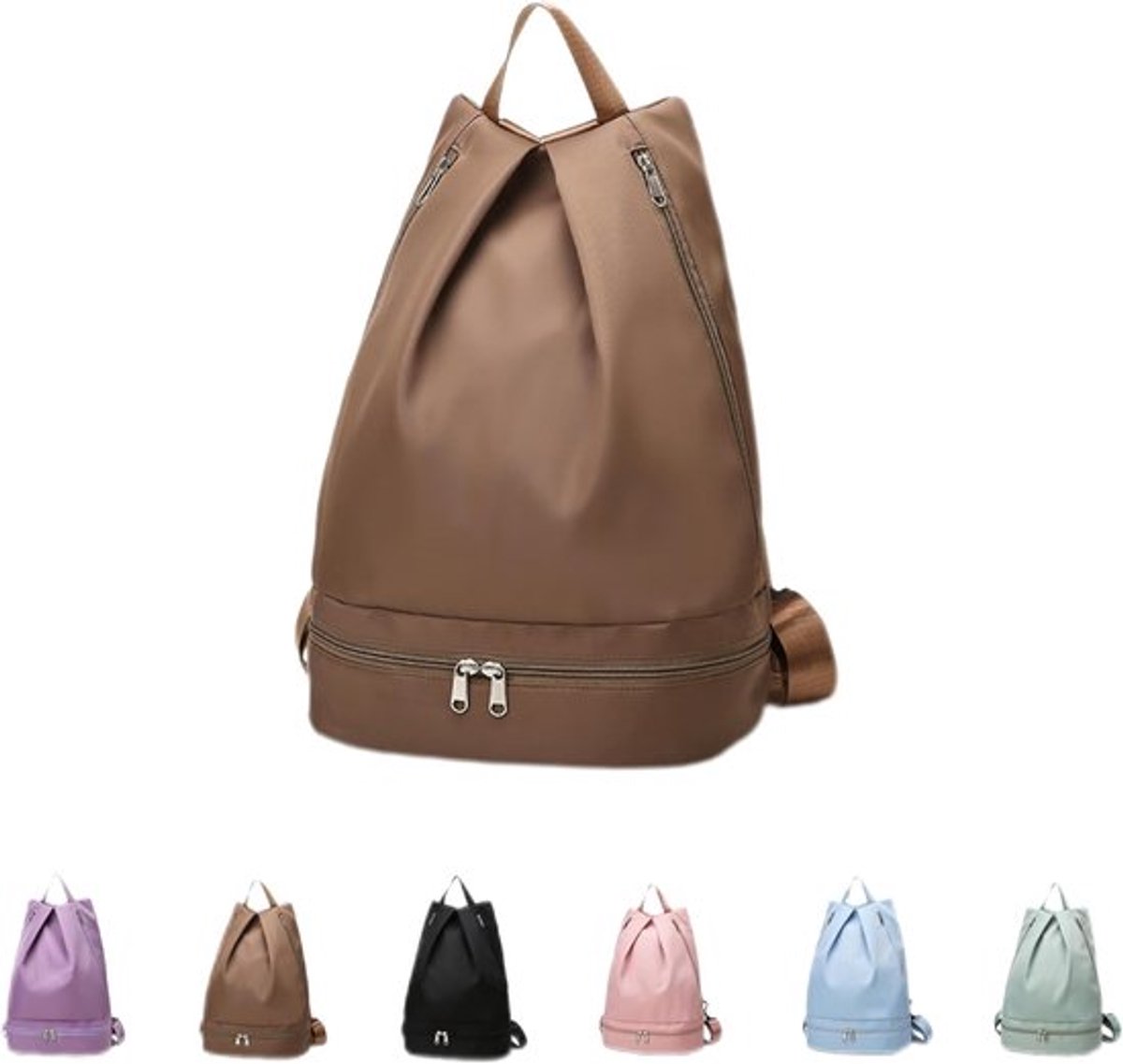 Gymtas - Zwemtas-Dames sportrugzak - Waterdichte zwemtas - Natte tas met schoenencompartiment - Scheiding van natte en droge spullen - Opvouwbaar - Draagbare sporttas - Stijlvol design - Verstelbare banden - Khaki