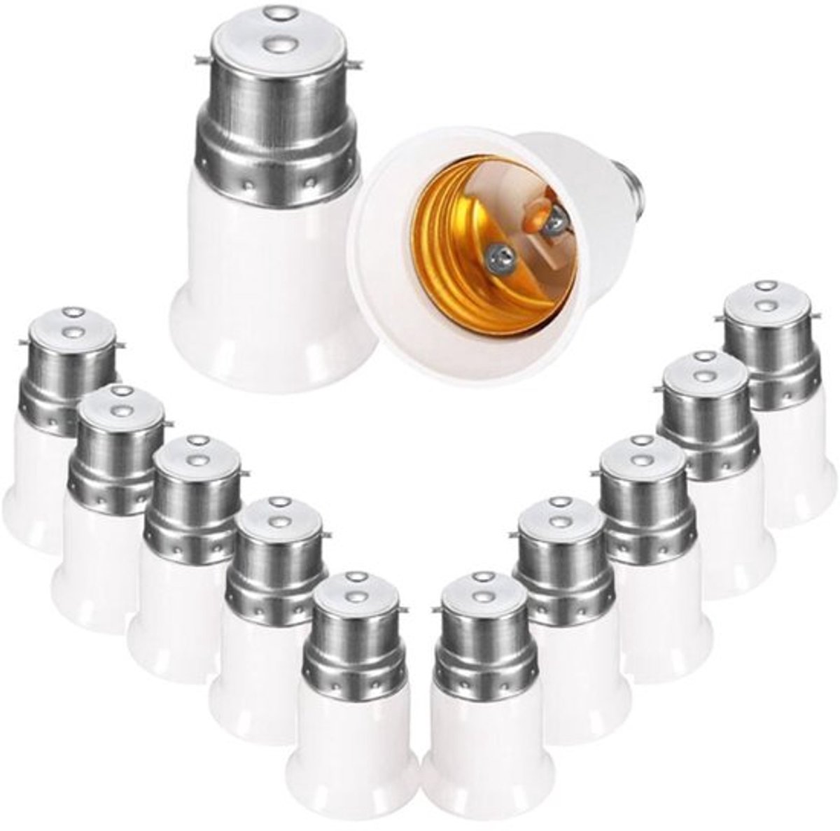 15 stuks B22 naar E27 fittingadapters - lampvoetconverter - lampfittingadapters voor ledlampen en gloeilampen