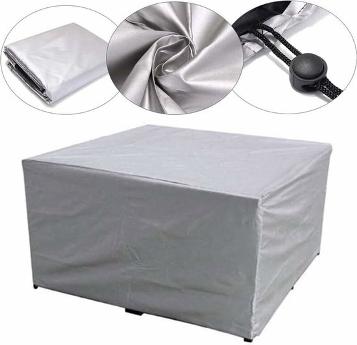 150x150x75 CM - Tuinmeubelbeschermhoes, waterdicht polyester, Geschikt voor tuintafel en stoelen, anti-UV, Geschikt voor rechthoekige tuintafel en stoelen