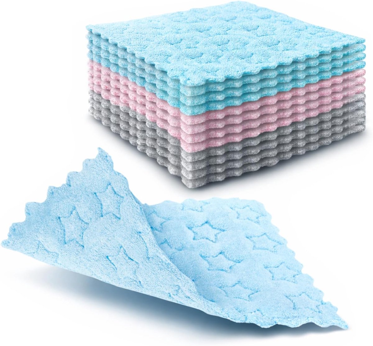 Thijox - 12x Sponsdoeken Sterdesign - Keukendoek Afwas - Absorberende Schoonmaakdoek Huishoudelijk - Herbruikbare Allesdoek - Duurzaam en Zeer Effecti