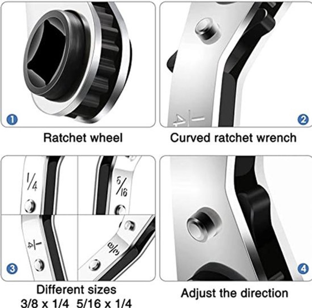 HVAC-servicesleutel RVS 3/8 Tot 1/4 Inch 5/16 Tot 1/4 Inch Koelreparatiesleutelset Ratelsleutel met Hoge Hardheid Airconditioningklep met Zeskantbit