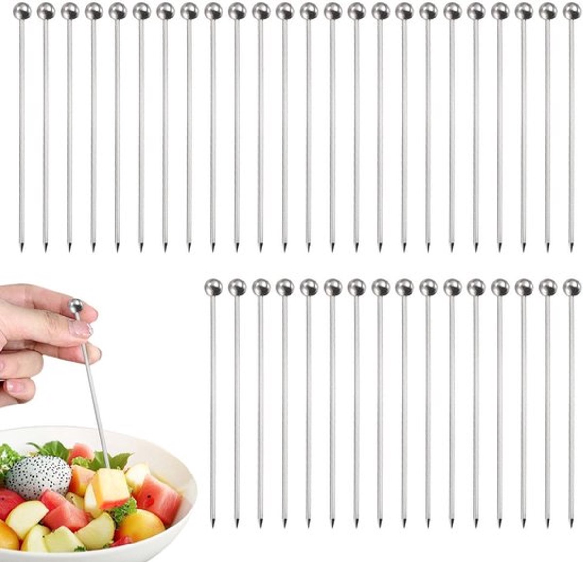 40 Fruitbordjes, roestvrij staal, creatieve fruitborden, cocktailborden, keukengerei, voedselmarkeringen.