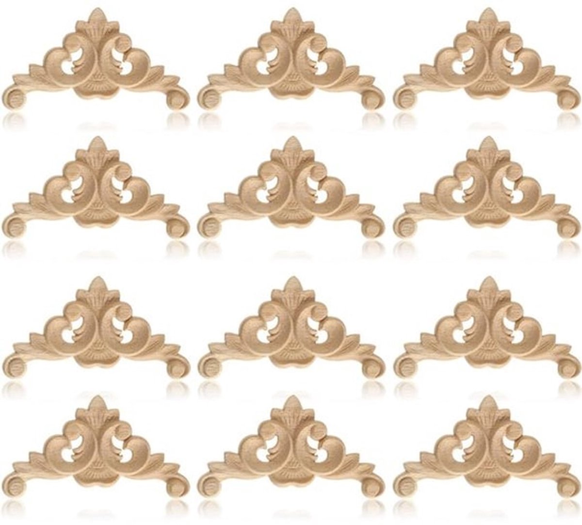 12 Stuks Houten Figuren, Applicaties, Houten Figuren, Decoratieve Mouldings, Lijst voor Decoratie, Stijl 2, 6 x 6 cm
