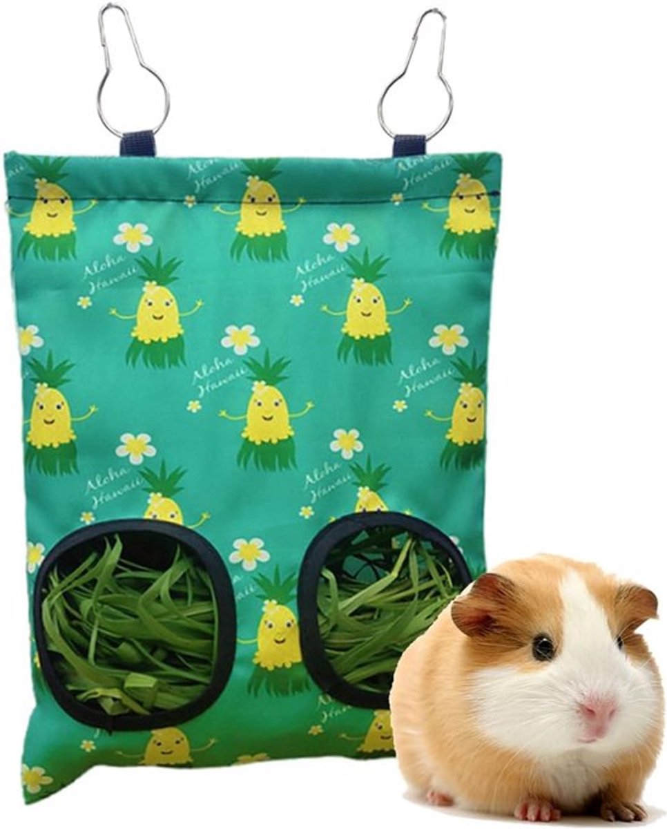 Hooi-voerbak voor konijnen - Hangende hooiopslag - Hooi-voerbak voor cavia's, konijnen, chinchilla's en hamsters (2 openingen)