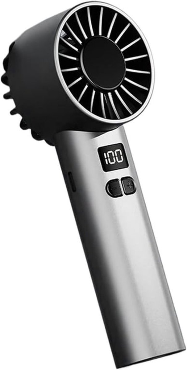 Handventilator-handventilator oplaadbaar-draagbare handventilator - handventilator oplaadbaar-draagbare ventilator - 100 windsnelheden LED-display - Oplaadbaar - Grijs - 6,5x6,2x17 cm