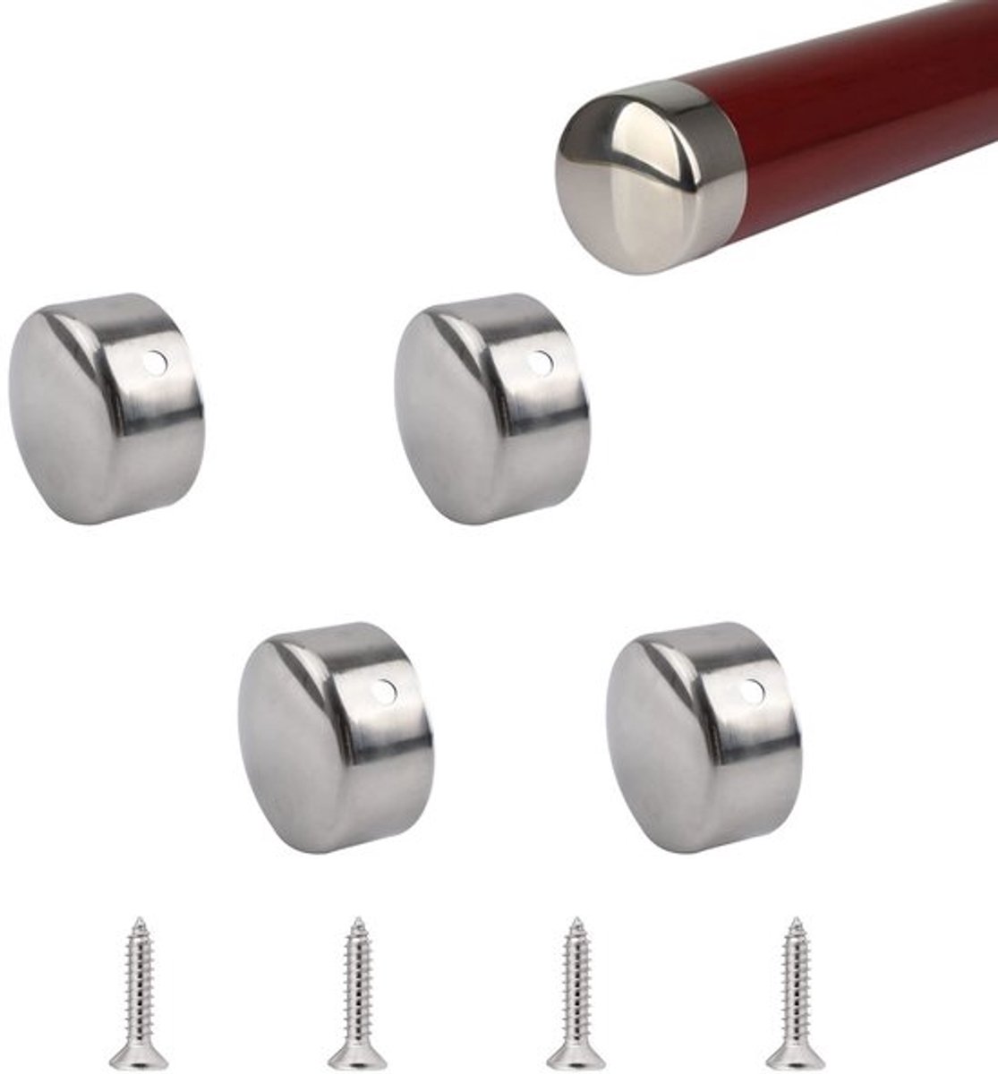 Handrail Eindkap, 4PCS 45mm Binnen Diameter 201 RVS Ronde Handrail Eindkappen Trap Treden Handrail Einddeksel Handrail Bevestigingen