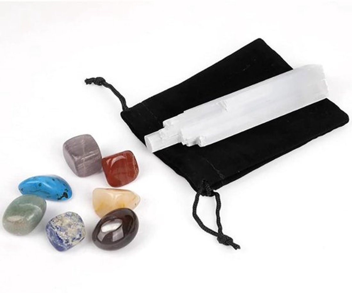 7 Chakra Healing Energy Stone Set voor Meditatie en Reiki - Natuurlijke Stenen - Spiritueel - Gipstoren - Aarding - Geschikt voor Mannen en Vrouwen - Regenboogkleuren - Inclusief Kartonnen Geschenkdoos.