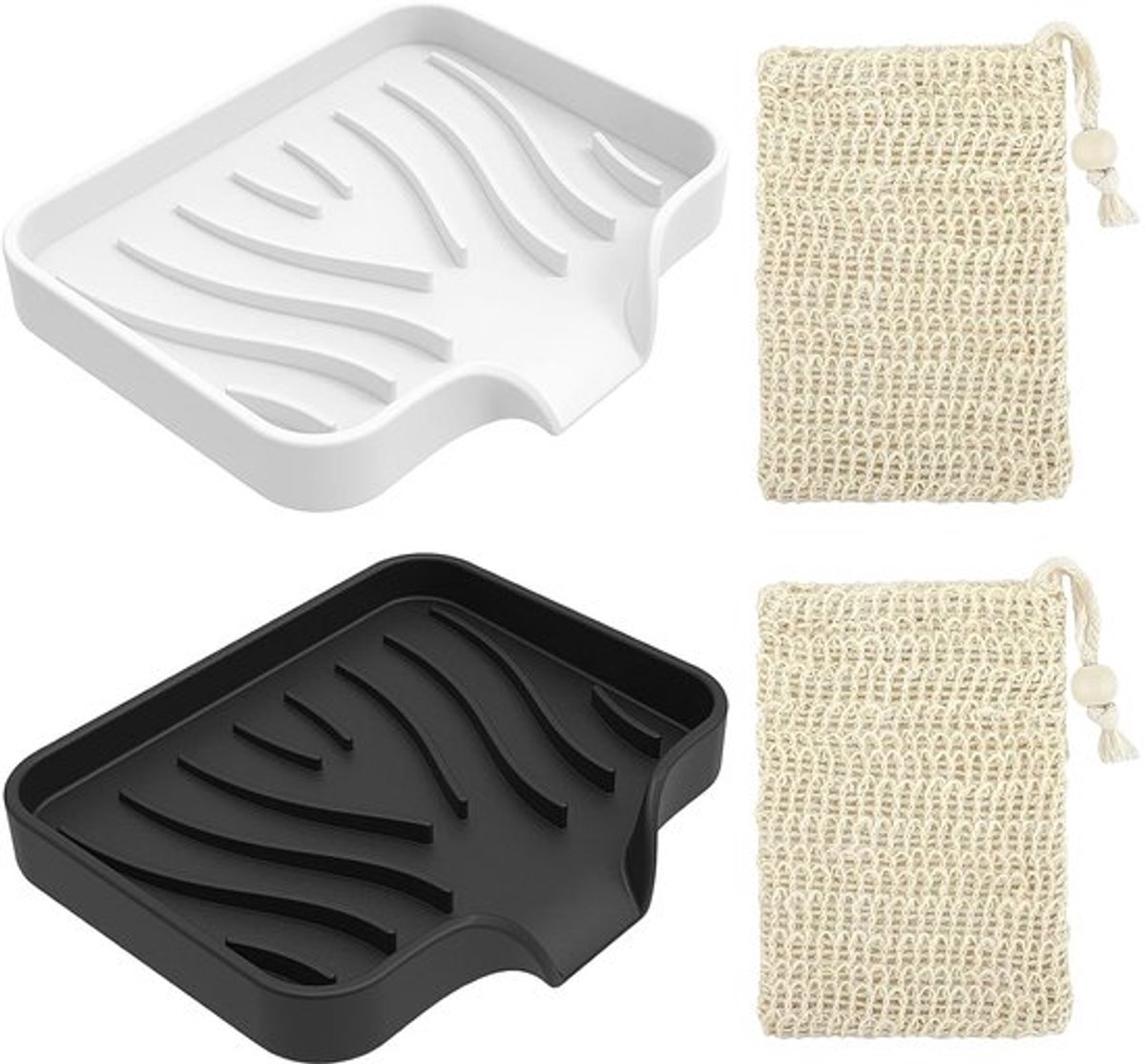Siliconen zeepmatset - minimalistisch - set van 2 - grijs en wit - voedselveilig