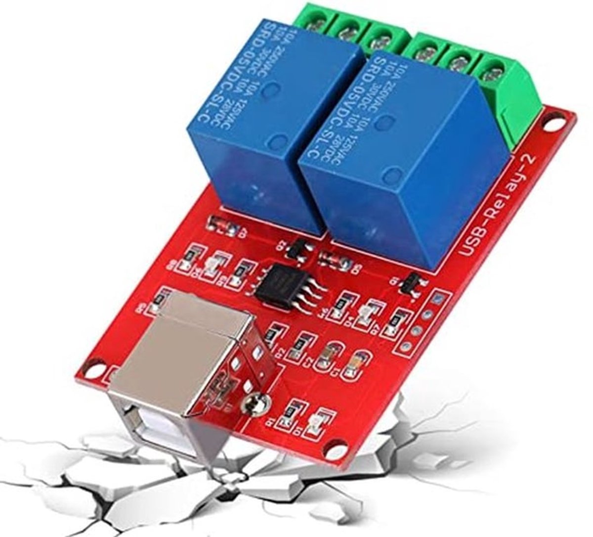 Relais USB-bedieningsschakelaar PC-module USB Intelligente USB 2-kanaals 5V-controller, ondersteuningssysteem: voor XP 32-bits, 64-bits systeem
