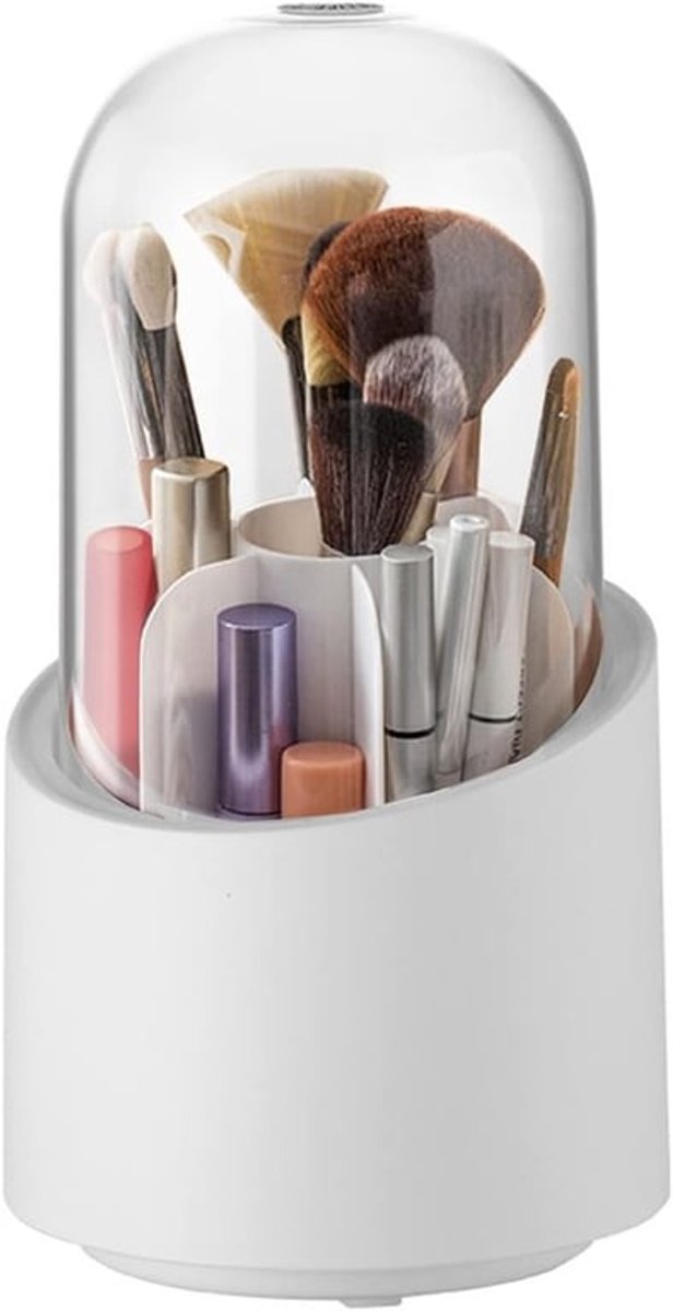 Make-up organizer, 360° draaibare kwastenorganizer, draagbare make-up tas, oogschaduwkwast, lippenstift, opbergdoos, cosmeticarek voor dressoir, slaapkamer en badkamer