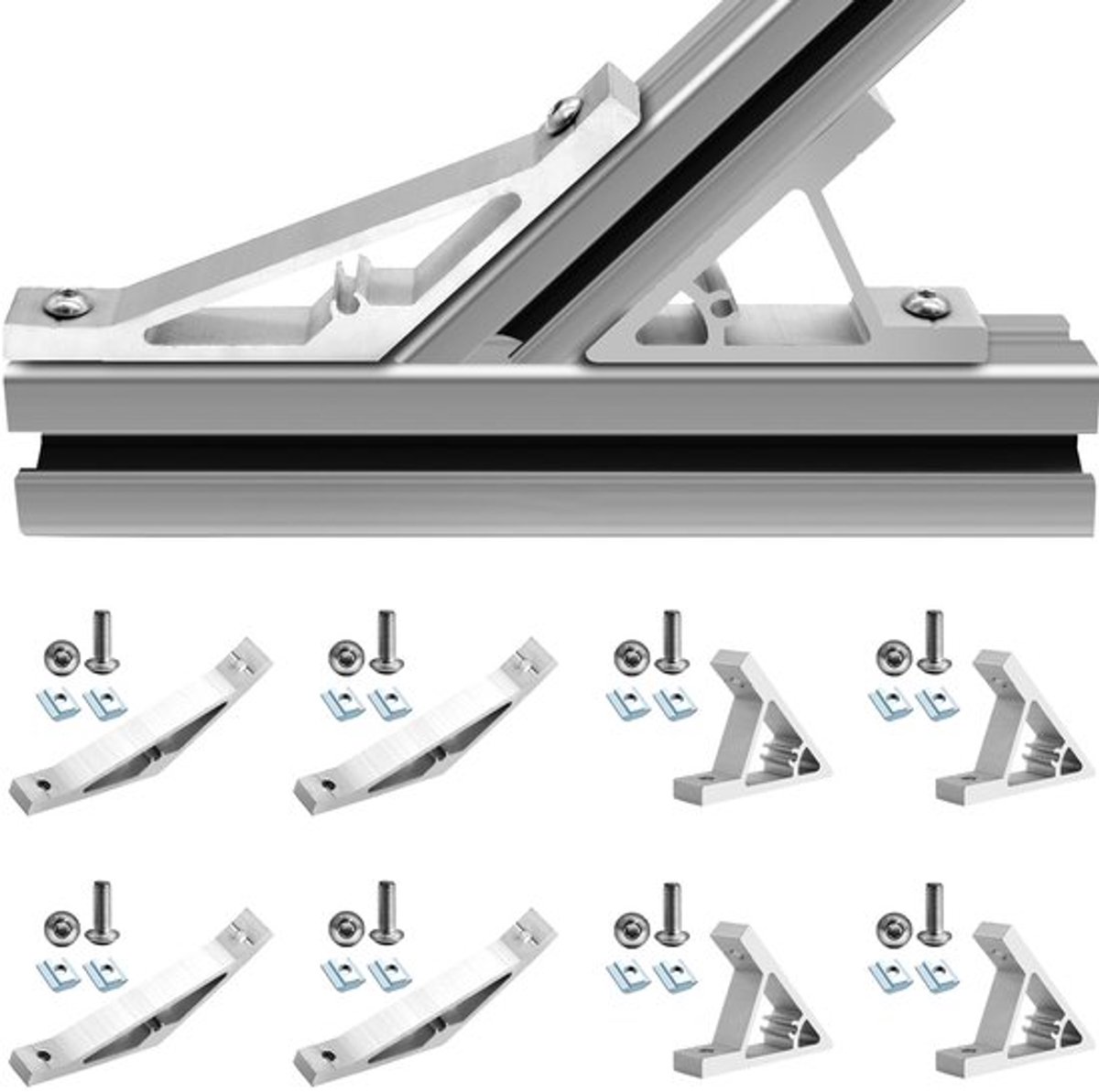 8 stuks 2020 45 en 135 Graad Hoekbeugel Zilver 2020 Extrusie Hardware T Slot V Slot Accessoires met Schroeven en Moeren voor 20x20 Aluminium Extrusie Connector 3D Printer Accessoires