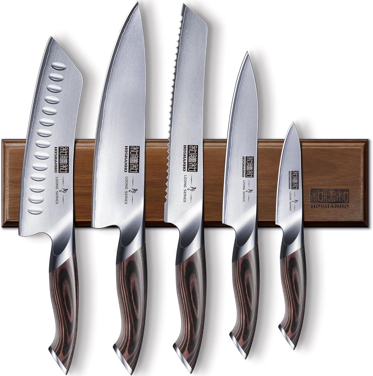 SnelShoppen - Professioneel 6-delig Keukenmes Set - RVS Koksmes, Broodmes, Santoku Mes, Universeel Mes, Schilmes met Magnetische Houder voor Koken en