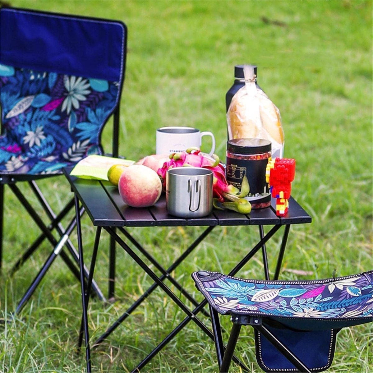 SnelShoppen - Vouwbare Campingtafel - Lichtgewicht Aluminium - Opvouwbare Tafel 40x35x30cm - Zwart - Ideaal voor Camping, Tuin, Feestjes