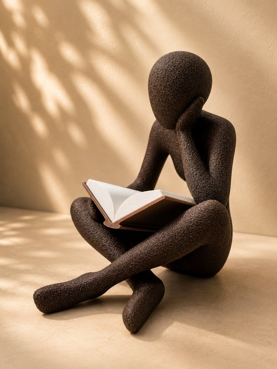 NObody Lezend Beeldje | 3D Geprint Decoratiebeeld met Fuzzy Skin Galaxy Bruin