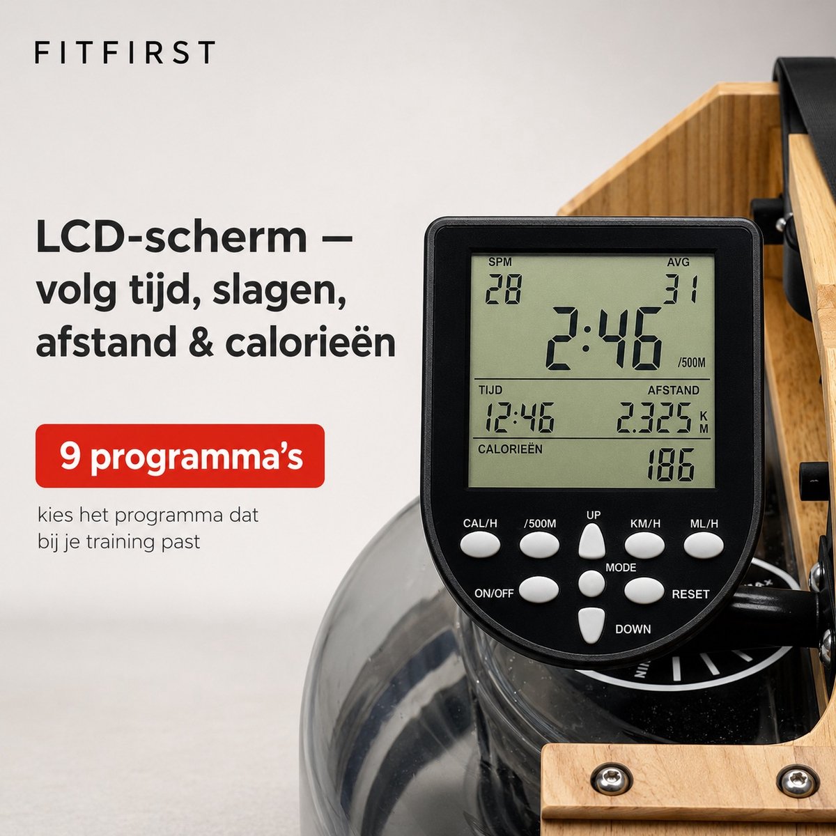FitFirst Roeitrainer Waterweerstand Hout Inklapbaar - afbeelding 3